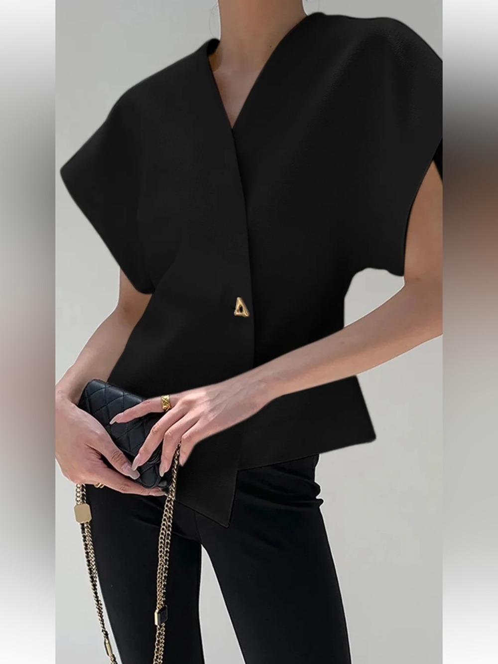 Commense Trendy V-Neck Button Down Blouse